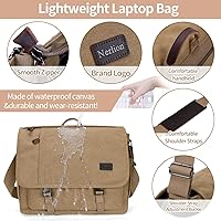 Vista 5 de Nerlion Messenger Bag for Men 17-17.3 Inch Laptop Bag Canvas Water-resistant Computer Bag Shoulder Bag Work Briefcase Bookbag for College (Brown)