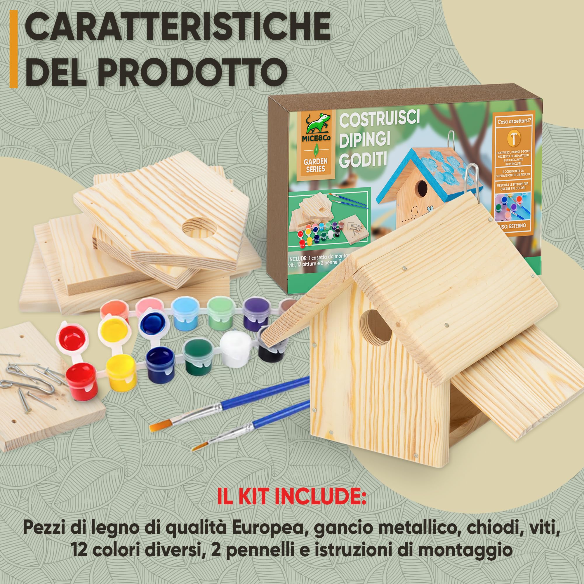 Vylyciy 4 Pezzi Kit Casette Uccelli in Legno, Kit Fai da Te Casetta per Uccelli per Bambini, Artigianato Pittura Birdhouse con Set di Pittura