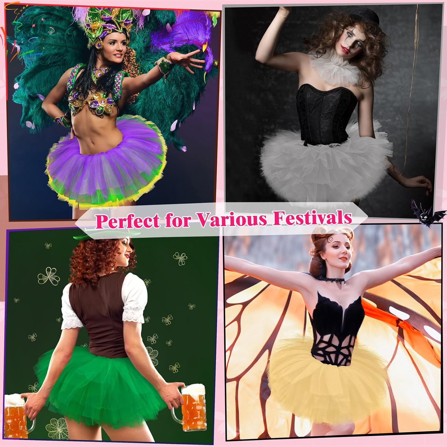 Tutus for Women 5 Layered Adult Tutu Skirts for Women Halloween Tutu for Womens 80s Costume Womens Fully Skirt Tulle Skirt - Image 3