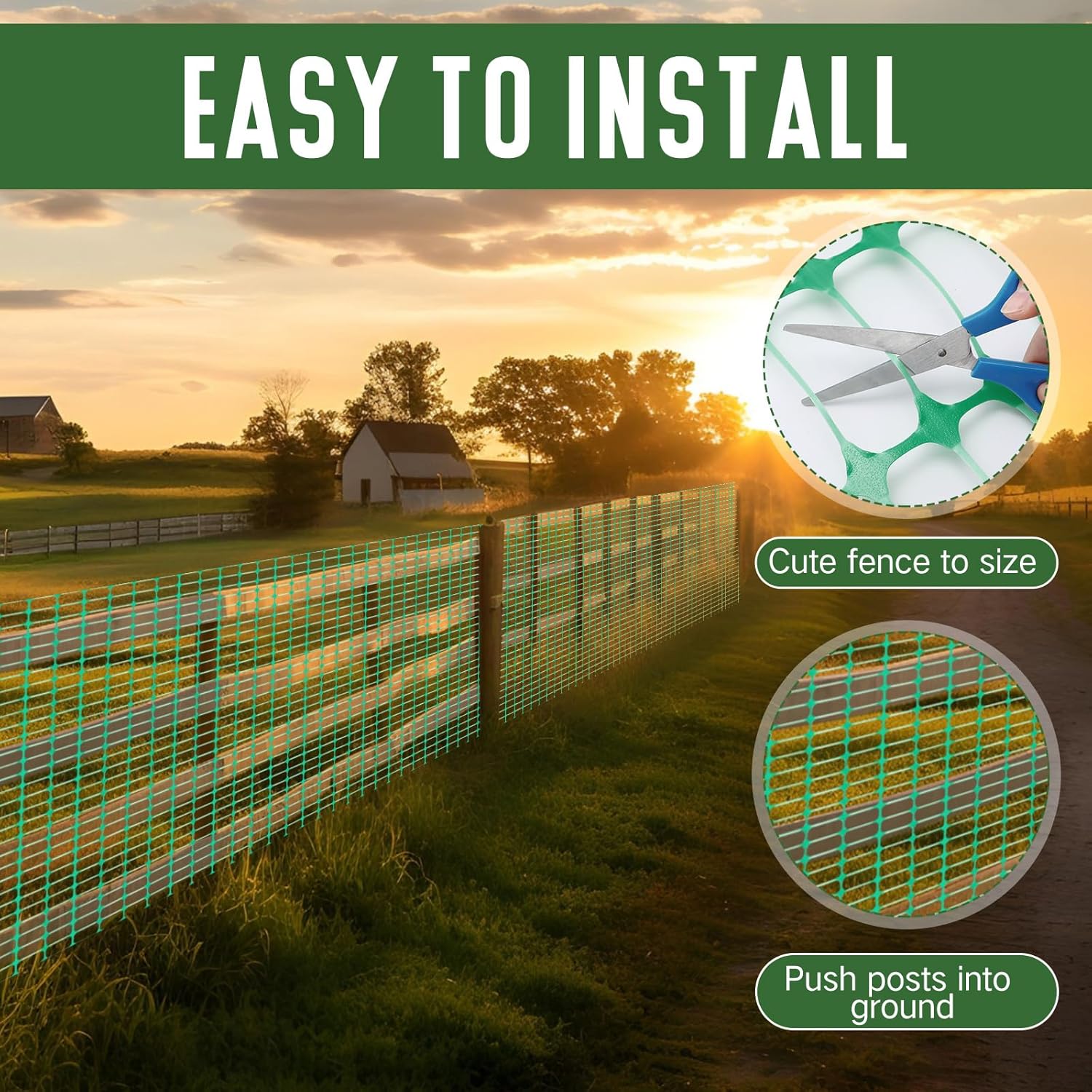 Landical 4 Roll Plastic Garden Fence 4 x 100 Ft Green Temporary Fencing Roll Outdoor Snow Fence Safety Construction Barrier Garden Netting for Patio Yard Plant Pet