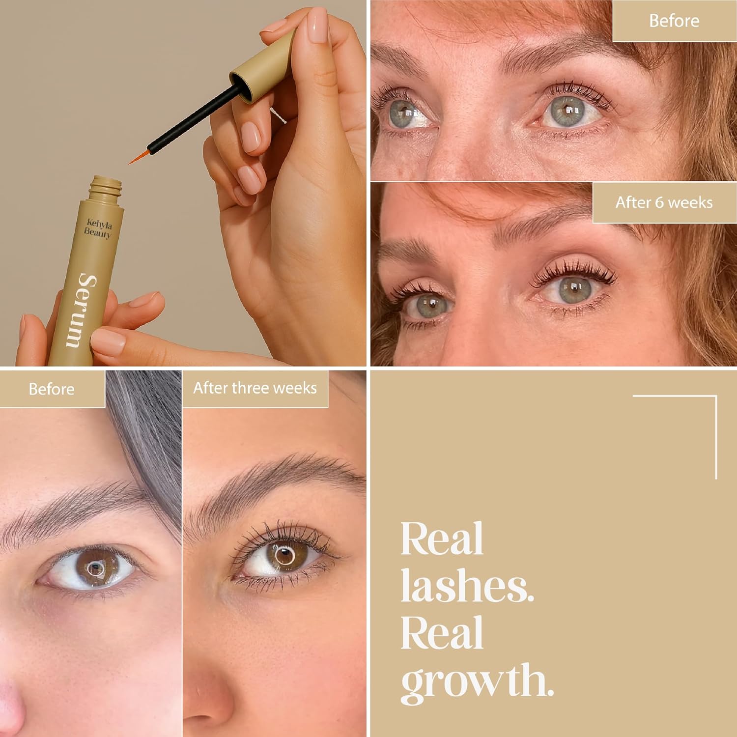 Kehyla Beauty™ Lash Serum for Eyelash Growth – Biotin, Hyaluronic Acid & Vitamin E Enriched Formula – Strengthens, Nourishes & Promotes Fuller, Healthier Lashes – Gentle & Non-Irritating, 3ml (1) - Image 2