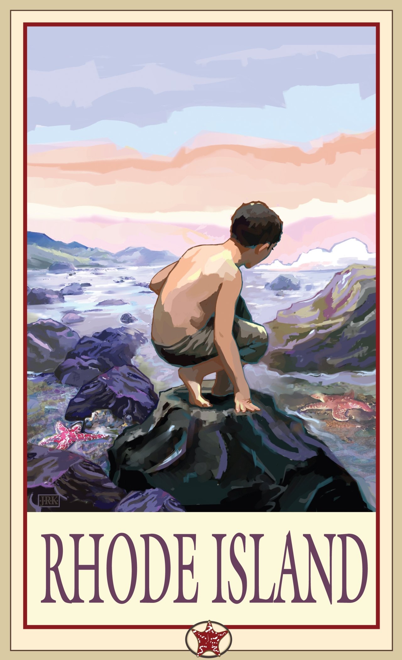 Northwest Art MallJK-3640 TP Rhode Island Tidepool 11"X17" Print by Artist Joanne Kollman