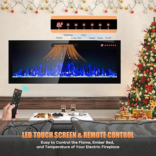 Miniatura 4 de Electric Fireplace, 50" Recessed and Wall Mounted 1400W Electric Fireplace Heater with Remote Controls 16 Realistic Flame Colors, Adjustable