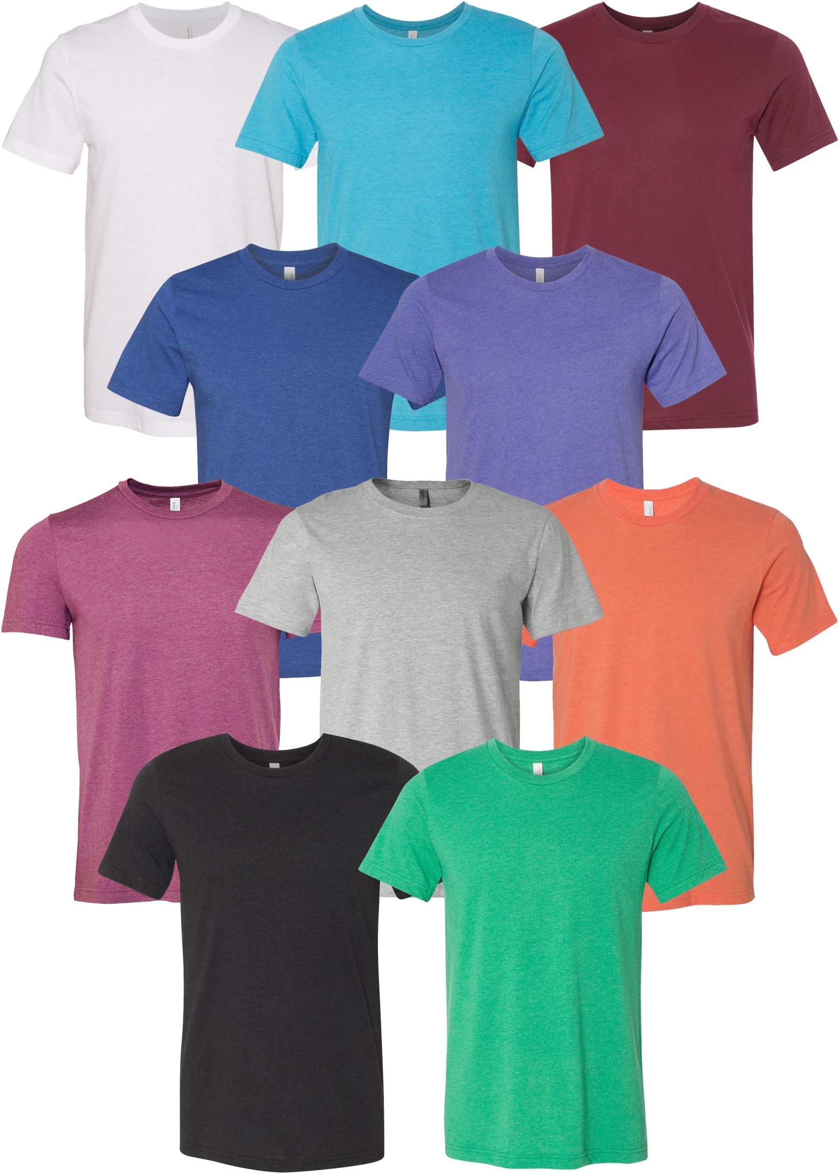 Bella CanvasMultipack Bundle Unisex CVC Bulk T-Shirt 3, 6, 10 Pack - Make Your Own Assorted Color Set