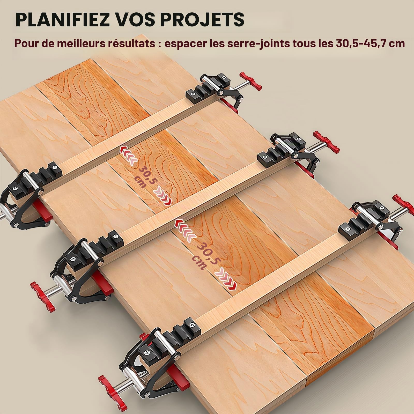 4 pièces de pinces à pression à quatre voies, pinces à pression pour panneaux de découpe et fabrication d’armoires, ensemble de serrage d’angle en alliage d’aluminium pour panneaux de bois et fixation