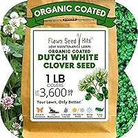 Flawn Seed Kits Organic White Dutch Clover Seed 1 Lb - Coated for Natural Lawns, Ground Cover, Food Plots, Covers 3600 Sq Ft