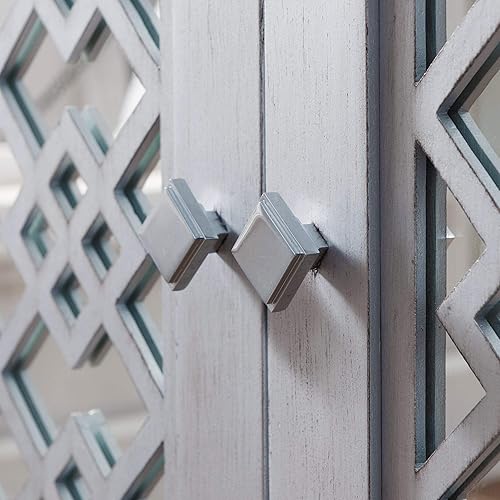 Miniatura 3 de Leick Home 10083-SV Mirrored Diamond Filigree Hall Console Cabinet with Adjustable Shelf, Silver Leaf Antracita,Negro -,Castaño rojizo,Gris