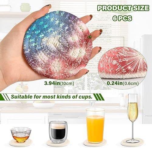 Miniatura 3 de Coasters and Holder Set of 6 Coasters for Drinks Coffee Table Coasters Porta Vasos para Mesas American Flag