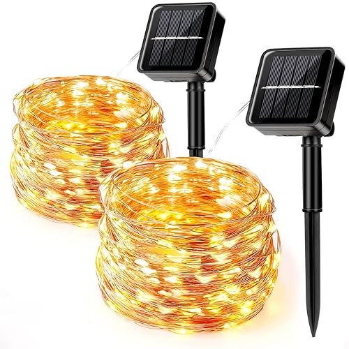 Aisutha Solar Lichterkette Außen, 2x12M 120 LED Lichterkette Aussen, 8