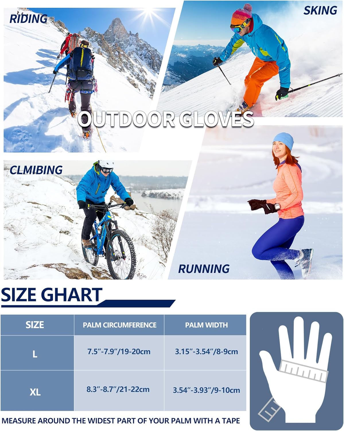 JaGely 4 Pairs Winter Gloves for Men Women Waterproof Snow Gloves Warm Touchscreen Outdoor Cold Weather Glove - Image 7