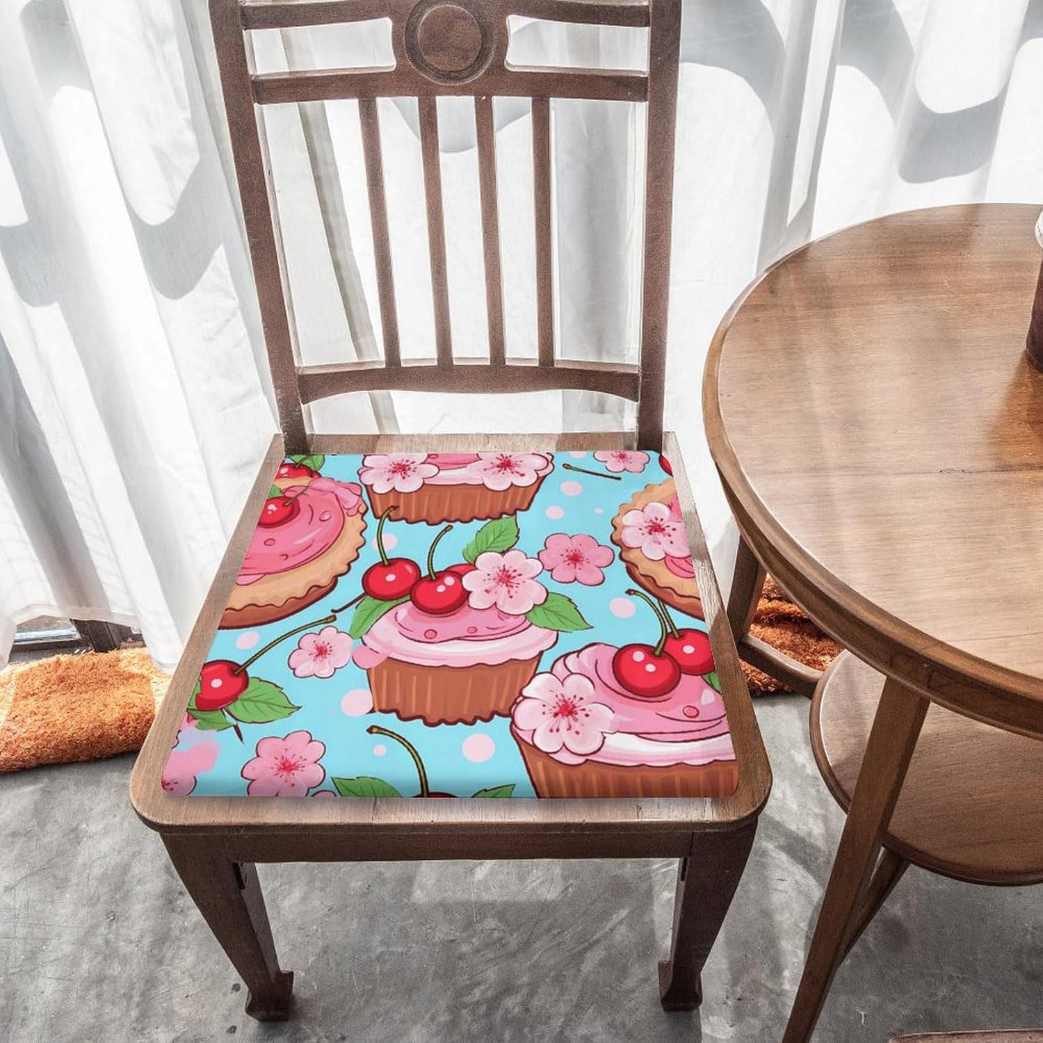 Cute Cupcakes Floor Pillow Meditation Yoga Cushion Square Chair Cushion Pillows Seating for Adults