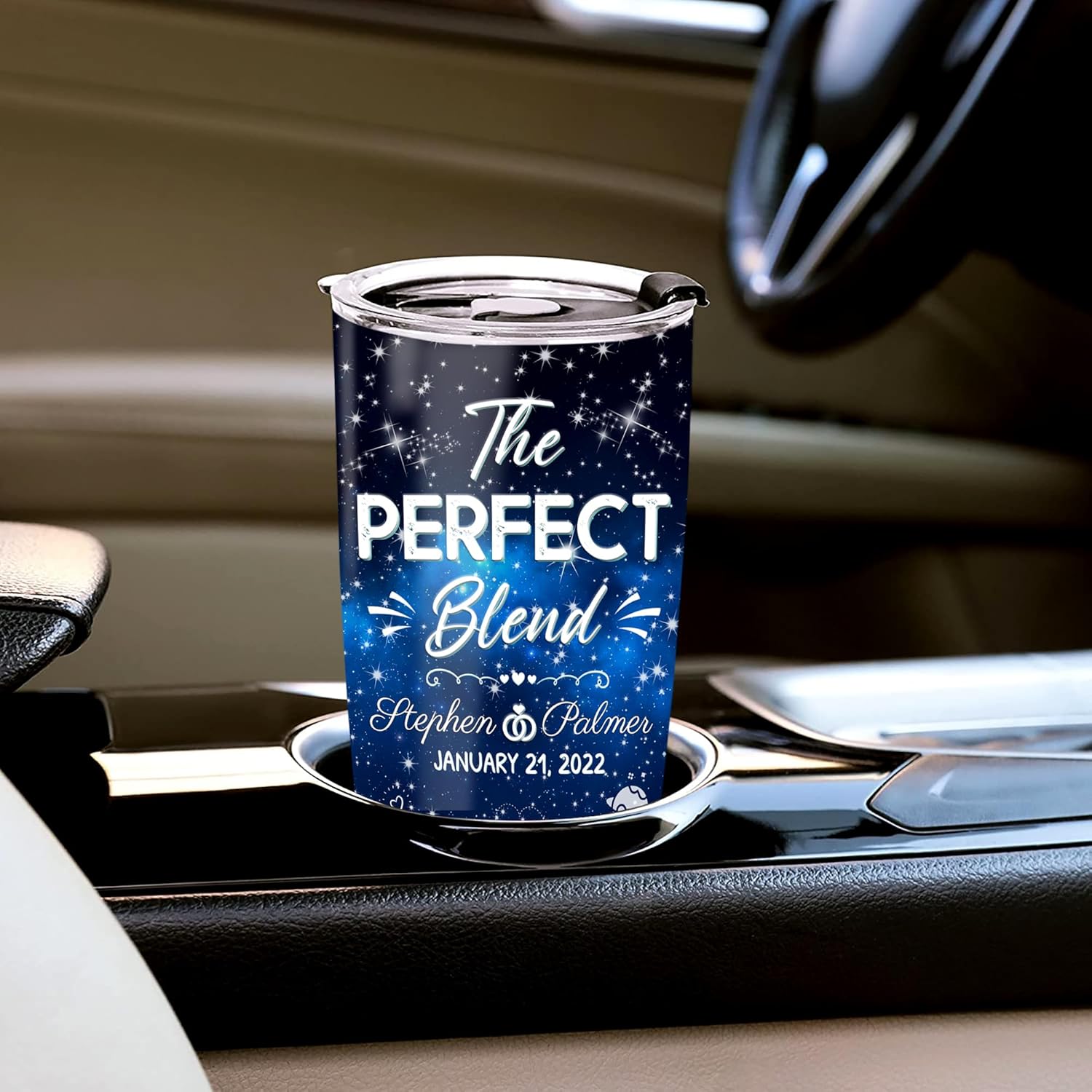 WAZONE Personalized Couple Tumbler Custom Name The Perfect Blend Double Wall Vacuum Insulated Stainless Steel Cup Travel Mug Gifts For Married Husband Wife Valentine Day Birthday