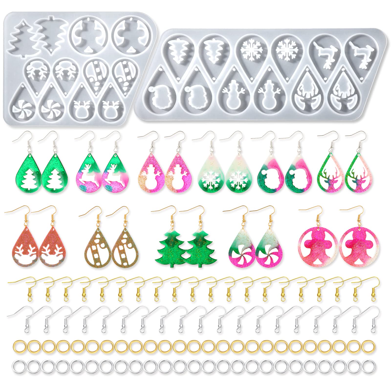 103 Pcs DIY Resin Molds Kit - Dream Catcher, Feather, Retro Hollow Shapes, Includes Earring Hooks & Keychains