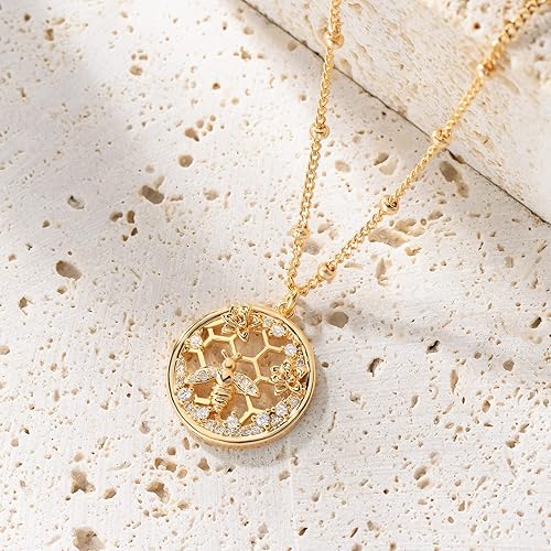 Miniatura 6 de MTMY Collar con colgante de oro para mujer, chapado en oro de 14 quilates, serpiente, mariposa, abeja, colibrí, collar delicado, joyería simple y