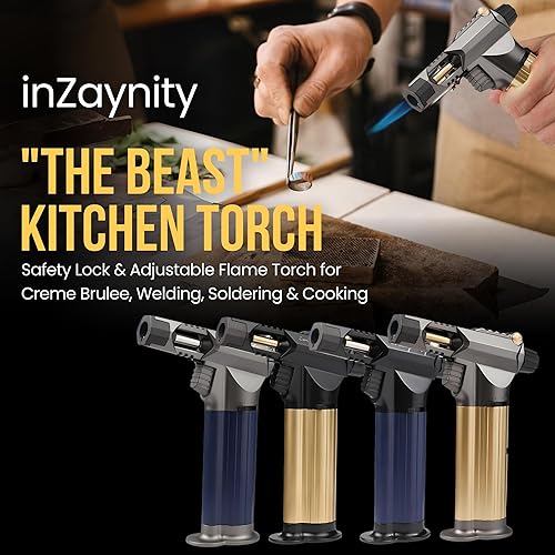 Miniatura 6 de InZaynity - Pistola de soplete de butano recargable - La bestia de mano para cocinar, barbacoa, crema brulee, soldadura, soldadura y arte de resina