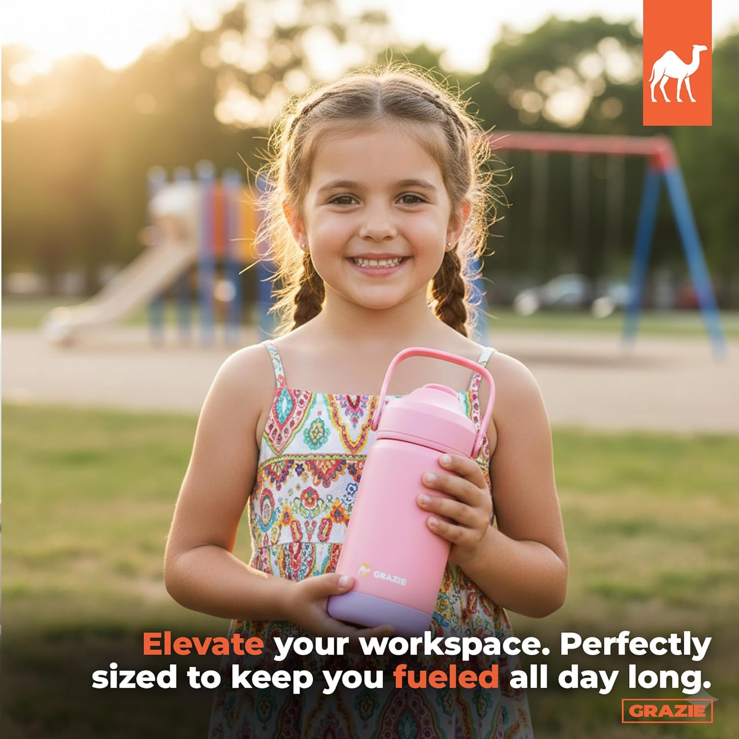 Grazie 12 oz Stainless Steel Insulated Water Bottle for Kids – Double Layer Reusable Mini Tumbler with Lid and Straw, Spill-Resistant, BPA Free – Simple Modern Design (Ligth Pink) - Image 5