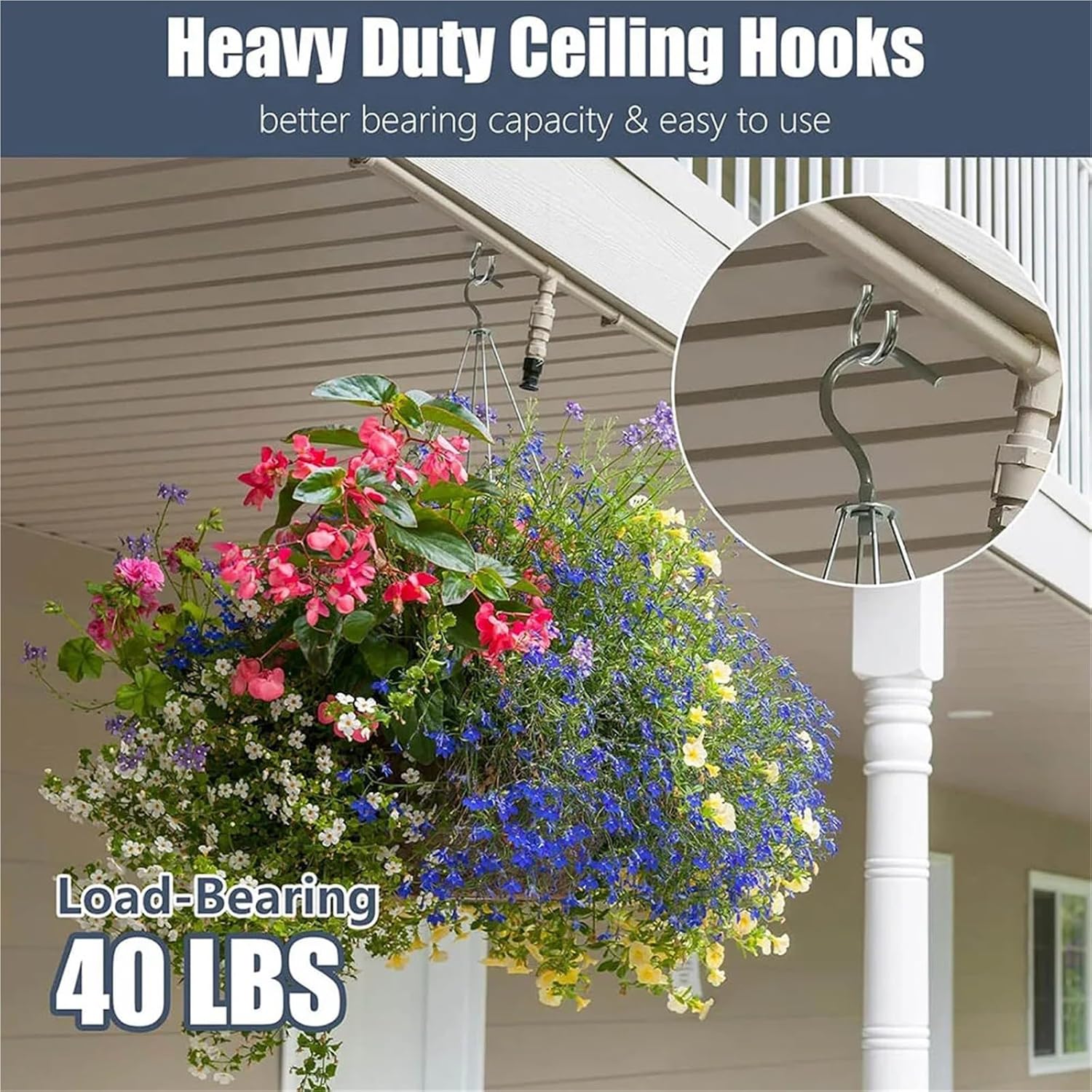 Screw Hooks 50pcs Screw Hook 1.8 Inch Heavy Duty Screw in Ceiling Hook Kitchen Cup Hook Eye Hooks for Hanging