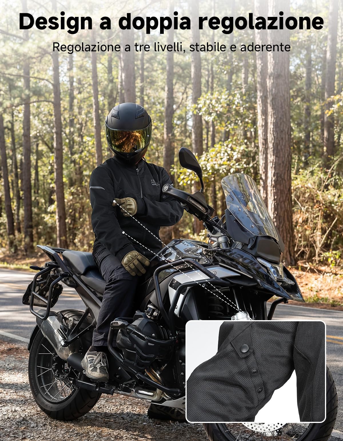 KEMIMOTO Giacca da Moto Uomo, Giubbotto Moto con Protezioni CE Rimovibile, Mesh Traspirante Giacca Motociclista con Riflettenti per Motociclismo Estivo