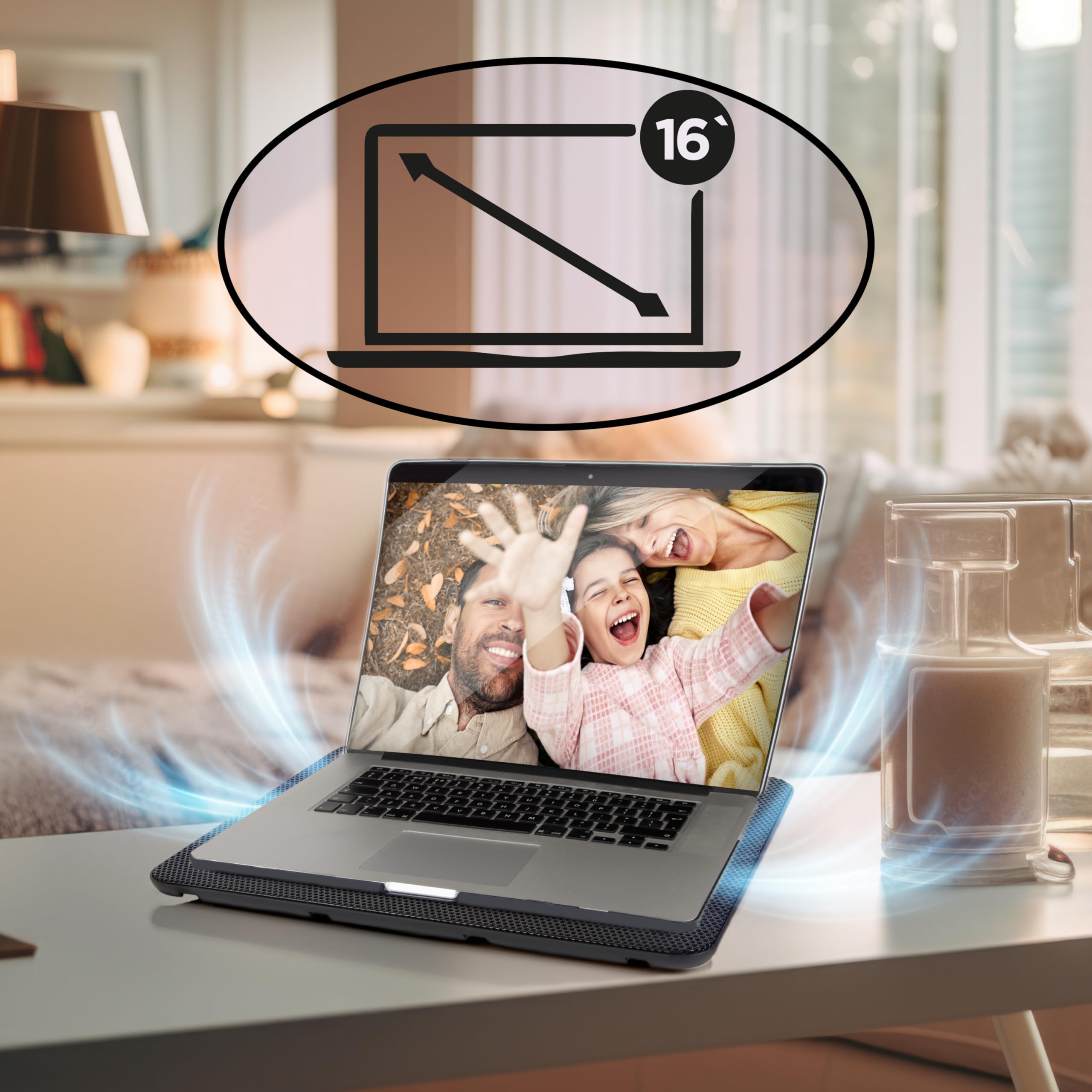 Duronic LC2 Refroidisseur Ordinateur Portable 2 Ventilateurs Tapis Laptop USB Hauteur Ajustable