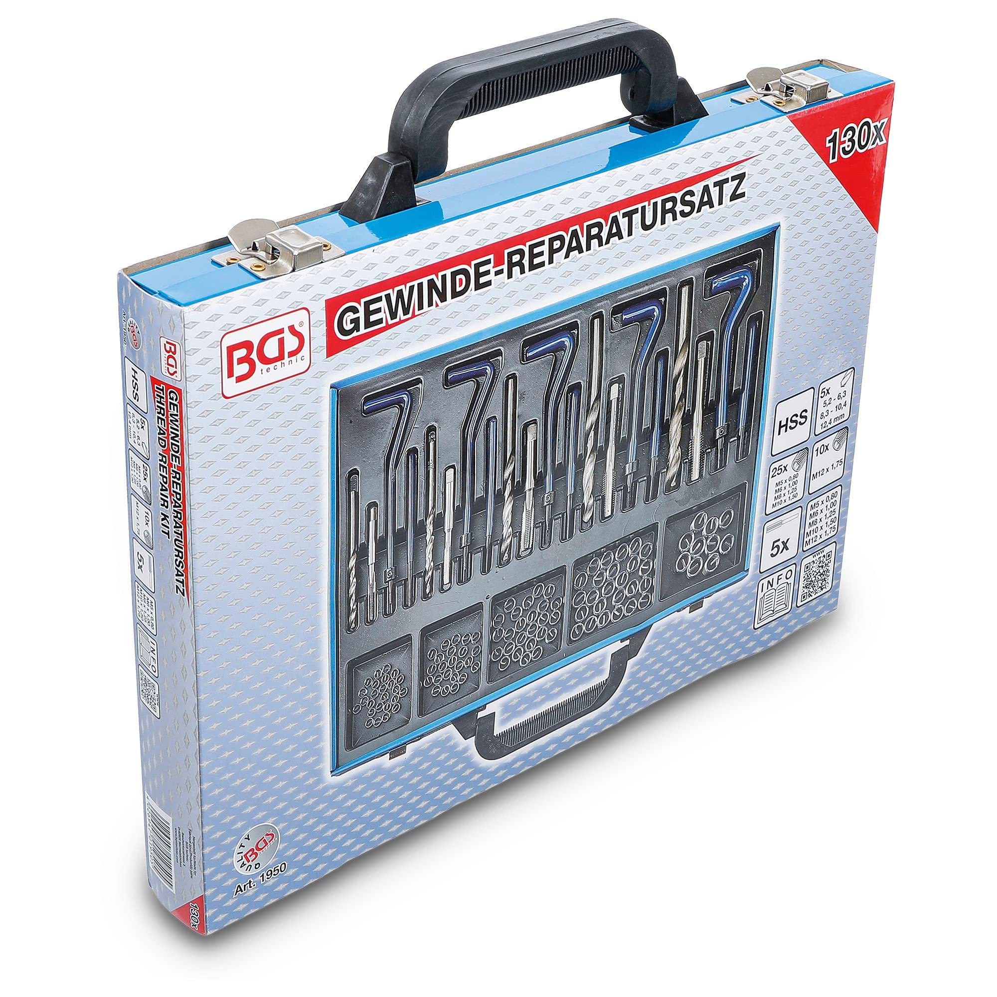 BGS 1950 | Kit di riparazione per filetti | M5 - M12 | 130 pz.