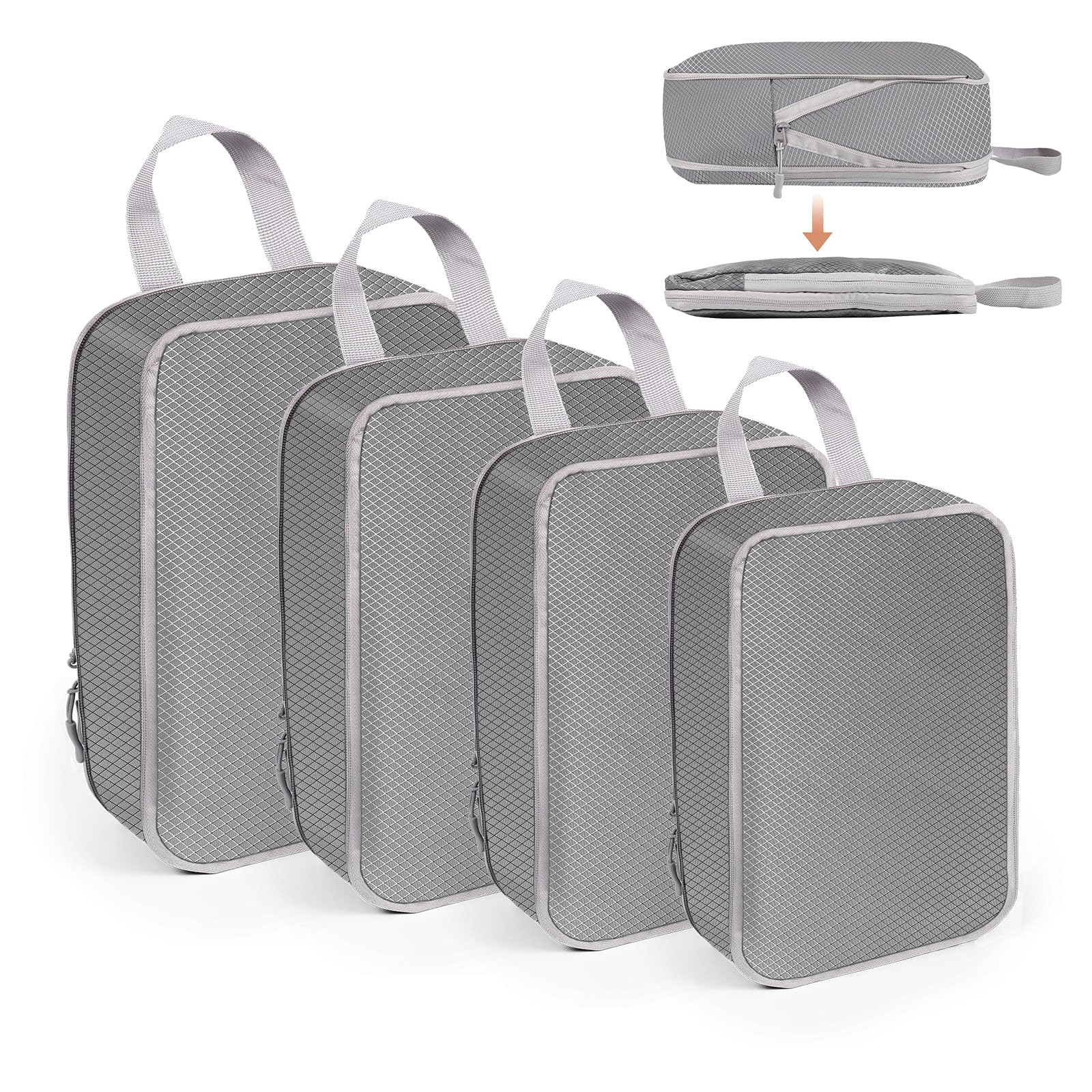 Set De 4 Organisateurs De Valise Compressibles WUFANC - Imperméables, Compressibles - Pour Voyage