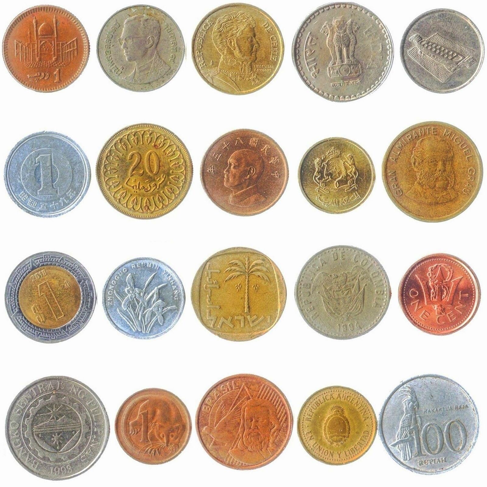 Exotic Coin Collection - 20 Coins - Africa, Asia, Middle East, Caribbean, Americas - Set of Different Exotic Countries