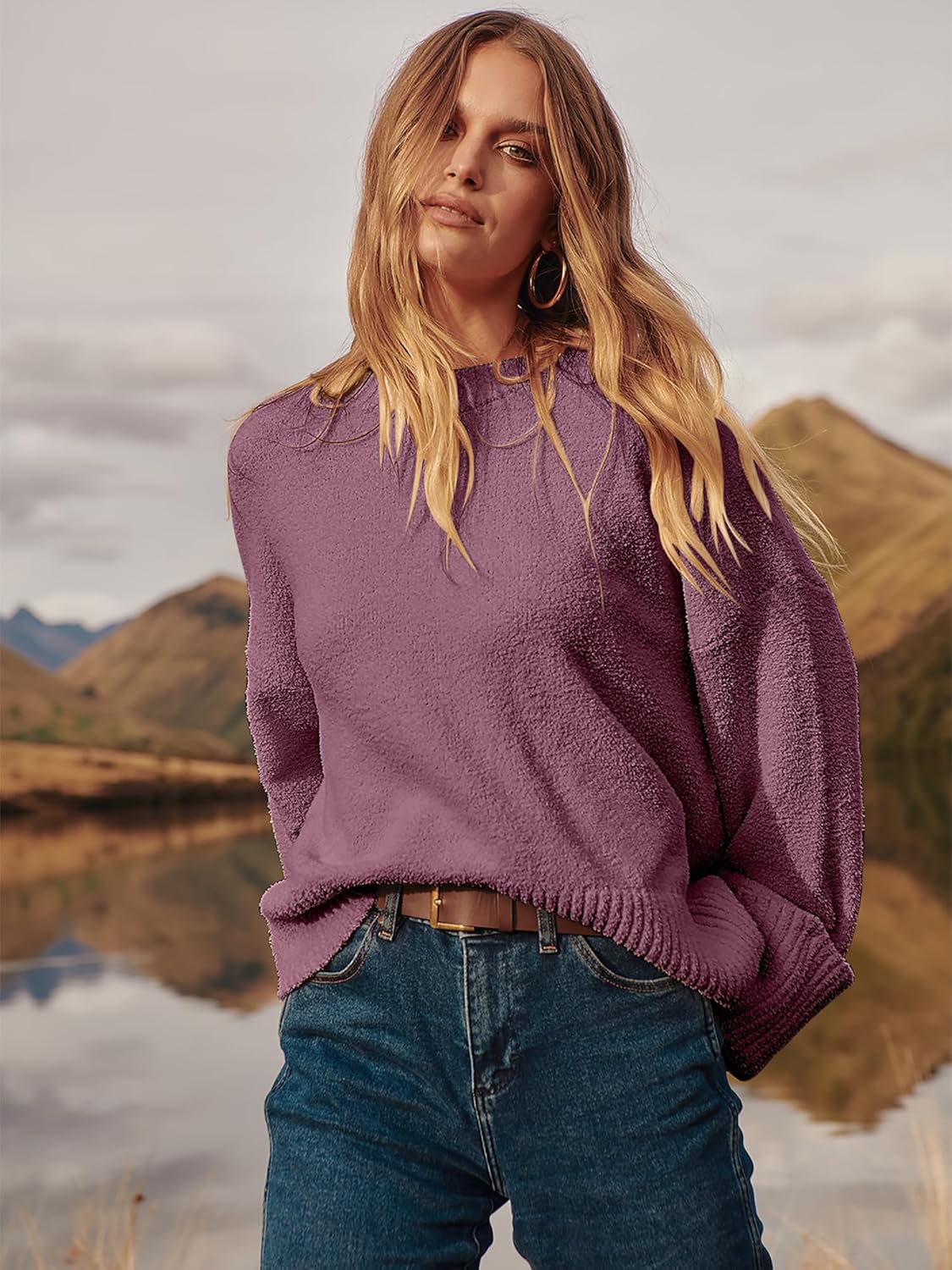 ANRABESS Women's Oversized Sweaters 2025 Long Sleeve Fuzzy Knit Casual Chunky Pullover Sweater Fall Outfits Clothes - Image 5