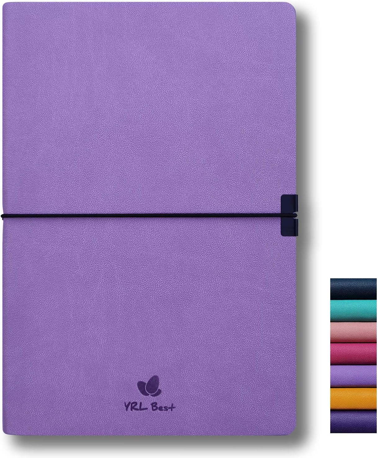 Writing Journal Notebook, College Ruled/Lined, A5 Size, 5.8x8.3 Inches, Fine PU Leather, 160 Pages of Premium Thick Paper, Sewn Bound, Inner Pocket, Elastic Band, Ribbon Bookmark, Lavender