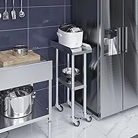 Vista 4 de AmGood Mesa de trabajo comercial con protector contra salpicaduras y salpicaduras laterales con ruedas NSF