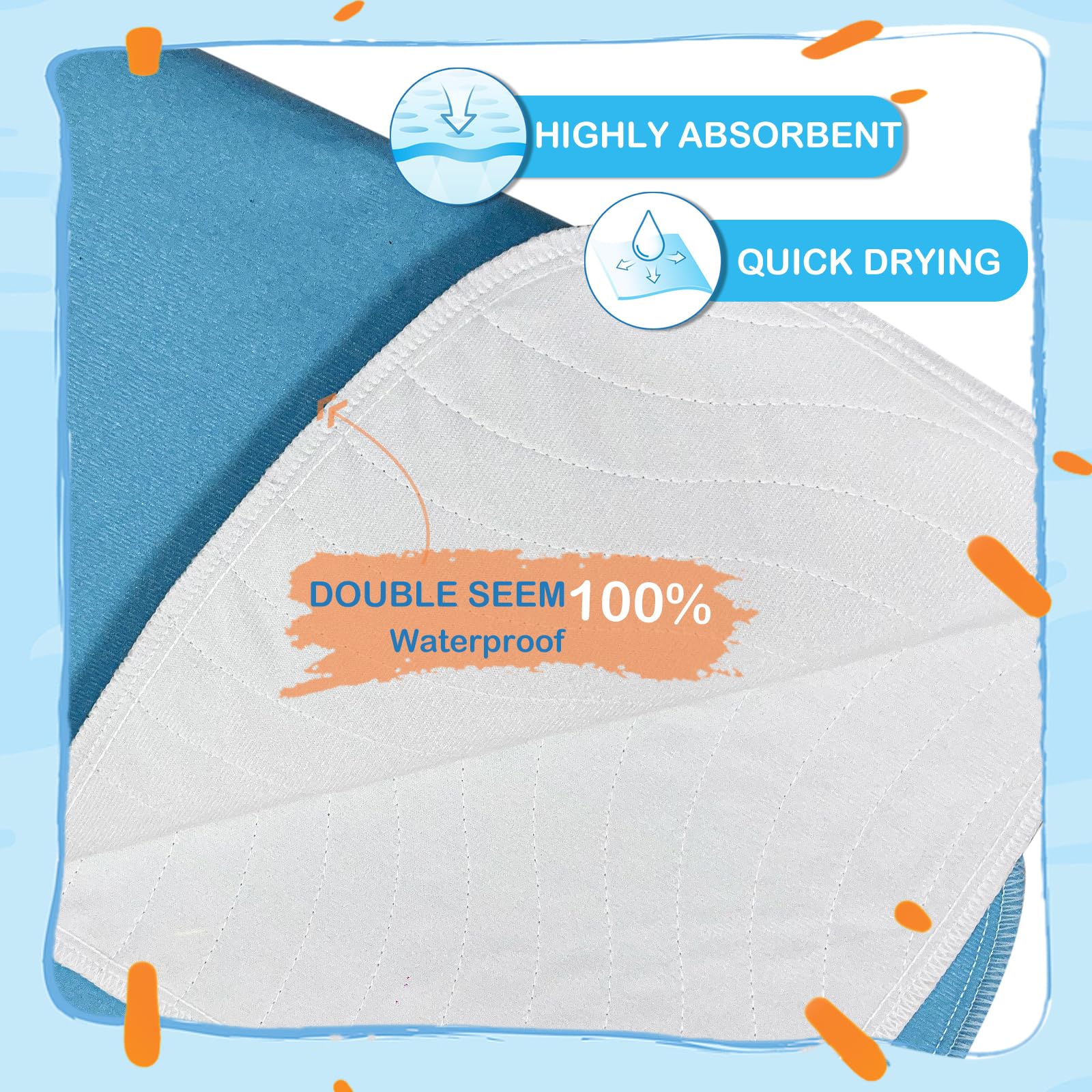 Almohadillas lavables para incontinencia para niños, adultos, ancianos y mascotas, absorción de líquidos, reutilizables, para mojar la cama, almohadilla protectora impermeable para cama, sofá, sofá y