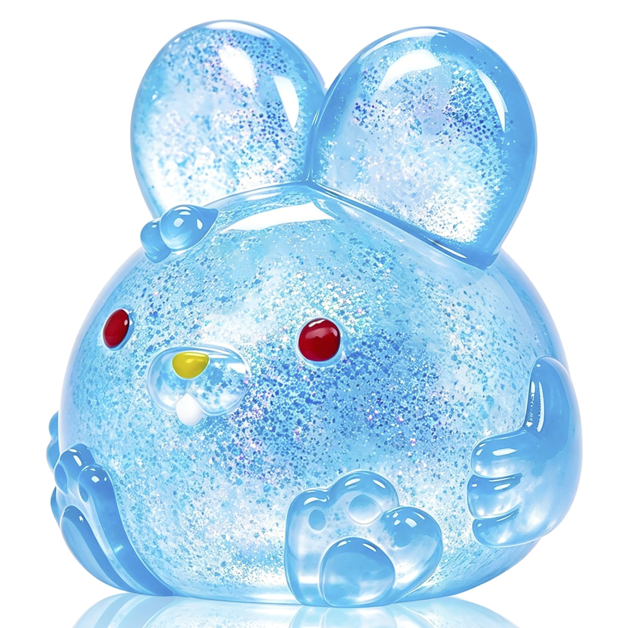 Squishies Easter Rabbit Squeeze Toys for Boys Girls, Squishy Easter Bunny Stress Balls for Kids Adults, Glitter Taba Rabbits Sensory Fidget Toys for Autism, Easter Basket Stuffers, (Blue)