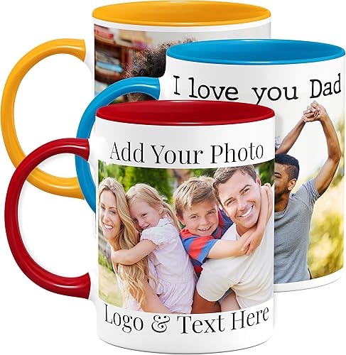 Miniatura 10 de Tazas de café con foto personalizadas, 15 onzas, rosa con imagen, texto, regalos personalizados, taza de cerámica personalizada, gran regalo de foto