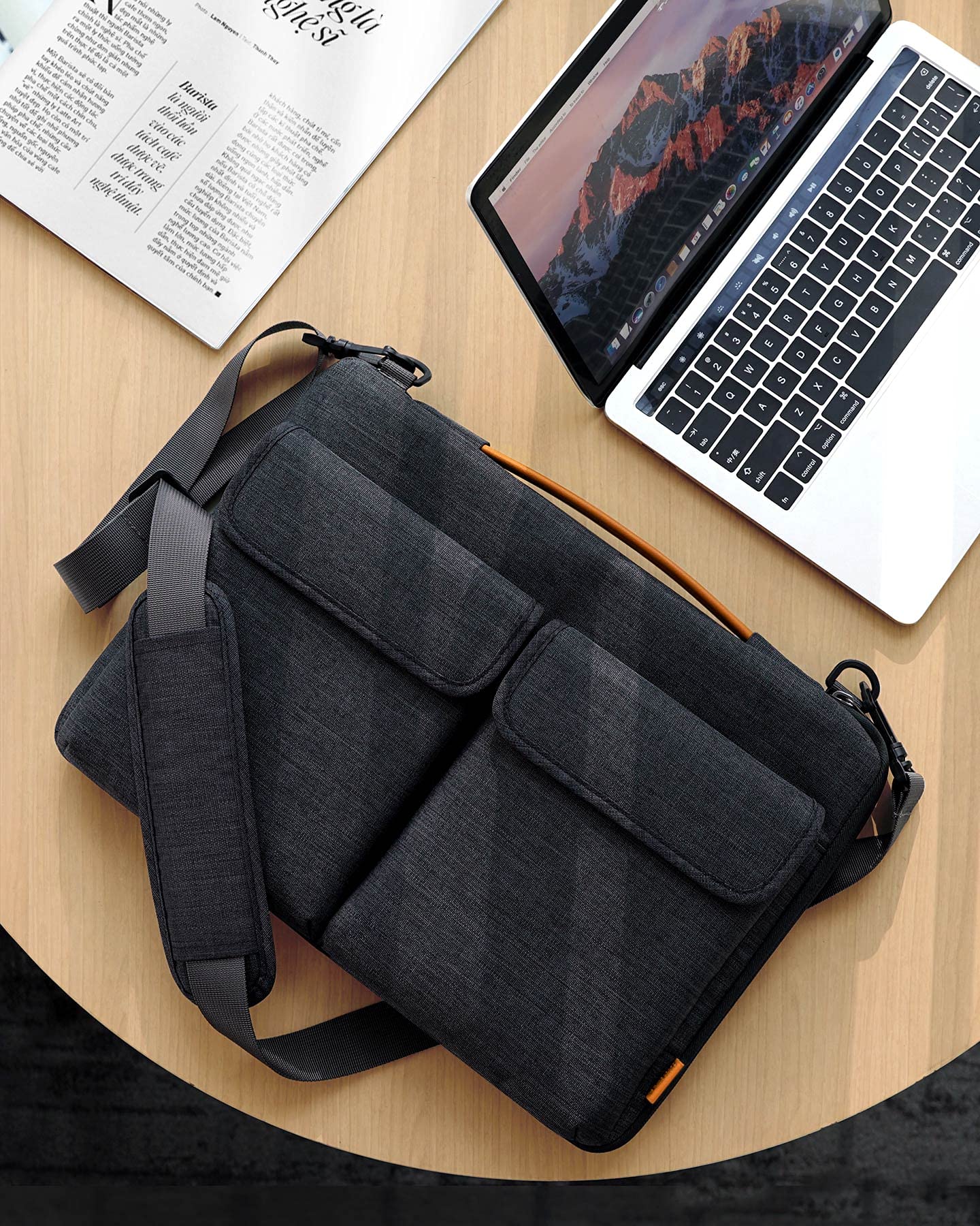 Inateck 360° Protection 14 Pouces Sacoche Housse Compatible avec 15.3 MacBook Air M3/M2 2025-2023, 14 Pouces Chromebook Notebook, Matebook D14, 14.4 Surface Laptop Studio, Noir Gris