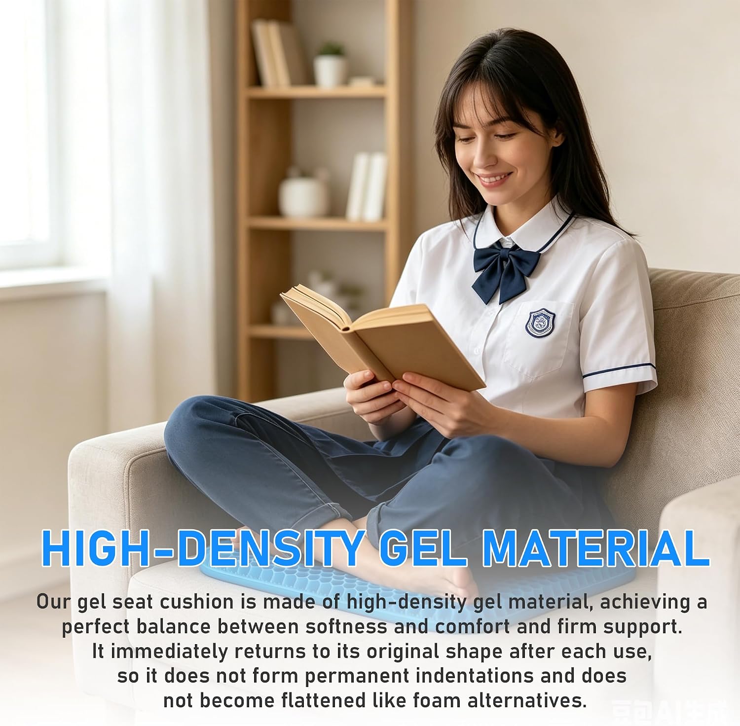 Extra Thick Gel Seat Cushion for Long Sitting, 19.7" x 19.7" x 2.4", Cooling Breathable Honeycomb Design for Pressure Relief, Gel Pad for Wheelchair, Car & Office Chair, Truck (19.7" x 19.7" x 2.4")