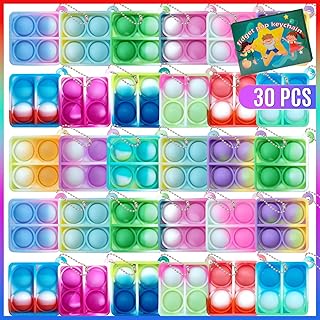 ONKULL® 30 Pcs Pop Keychain Fidget Toys, Party Favors Pop Push Fidget Toys It Keychain for Kids Pop Toys Party Favors Sensory Toys Fidget Packs Bubble Keychain Stress Reliever Toy for Kid Adults
