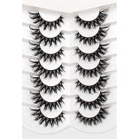 Vista 15 de Pooplunch Pestañas postizas de pelo de visón sintético, estilo de ojo de gato, paquete de pestañas postizas naturales esponjosas, paquete múltiple