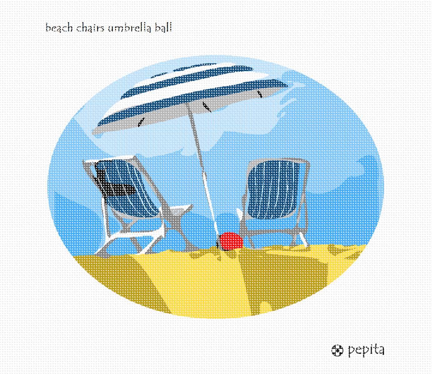 Pepita Needlepoint kit: Beach Chairs Umbrella Ball, 12