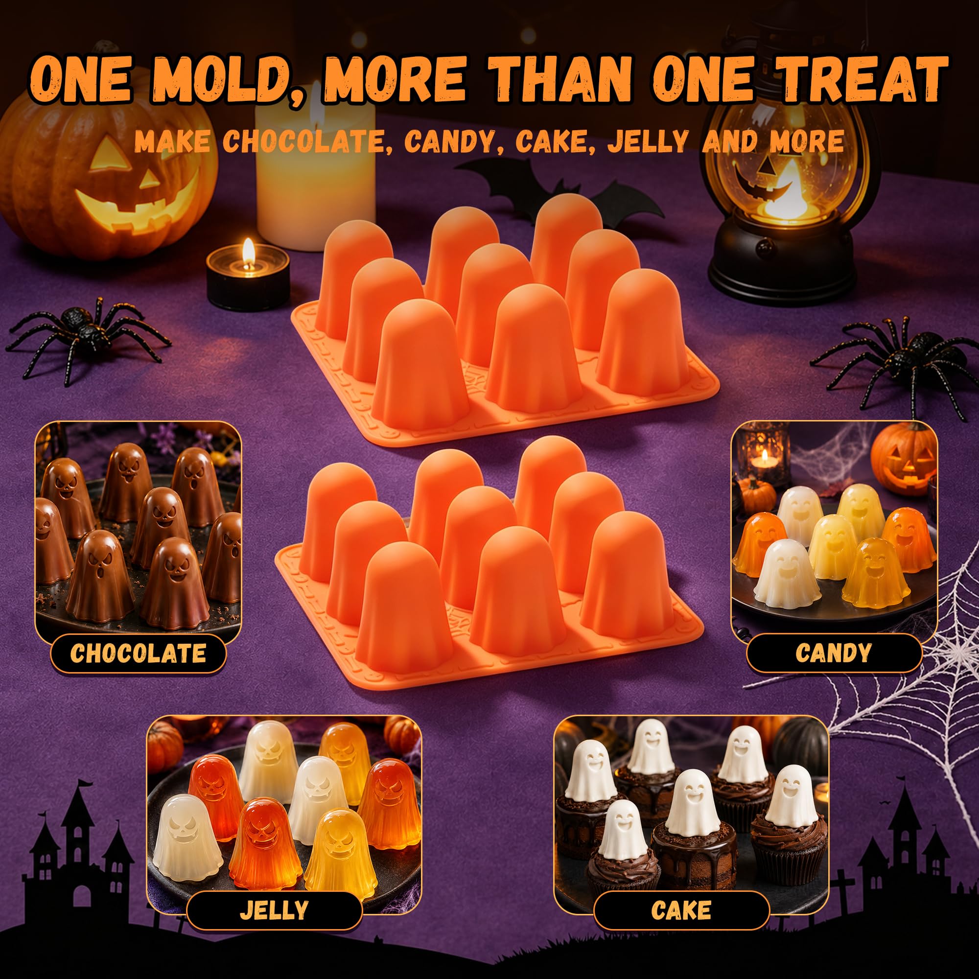Halloween Silicone Molds - 2 Packs Ghost Molds -4 Halloween Silicone Molds - 2 Packs Ghost Molds -4