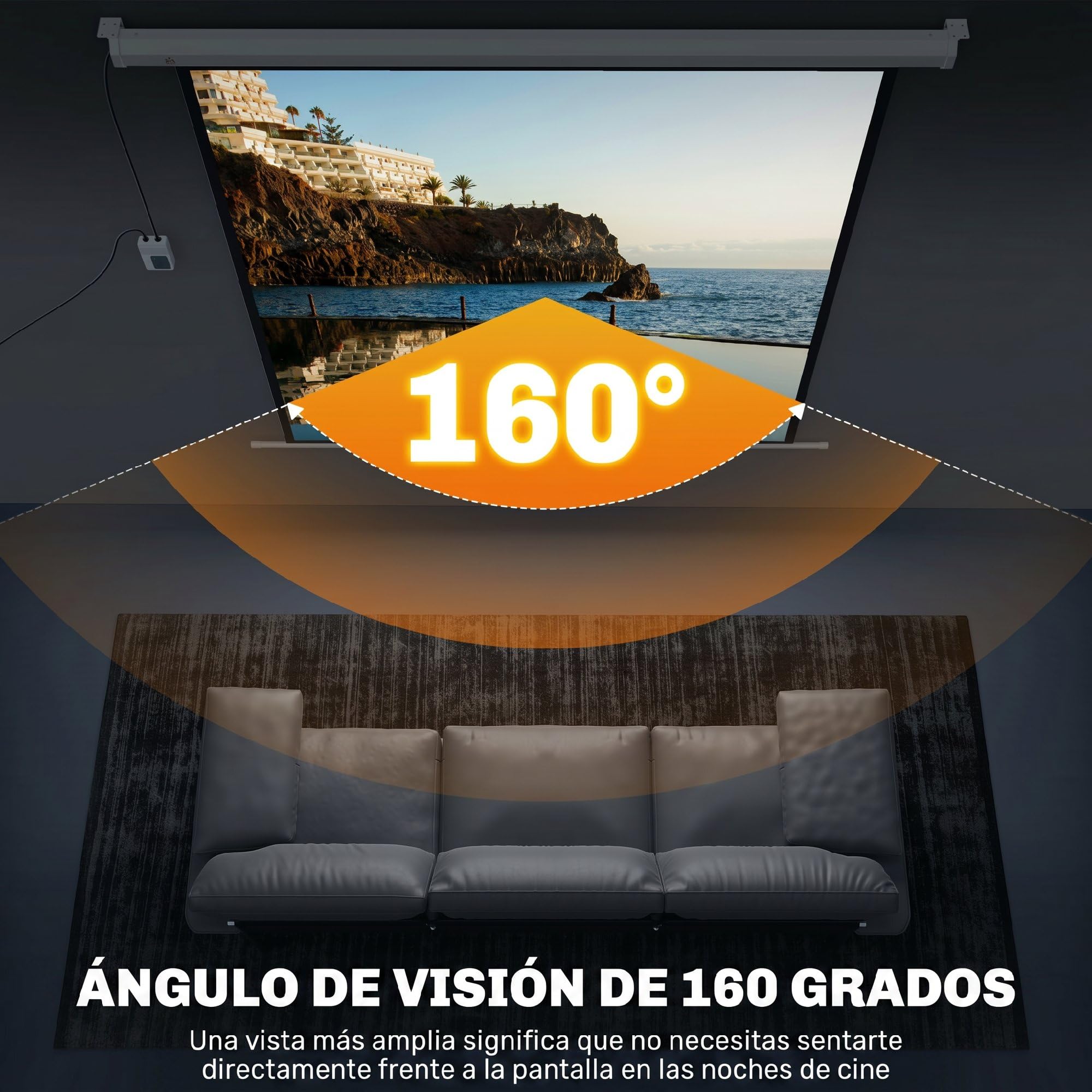 HOMCOM Pantalla de Proyector Eléctrica 85 Pulgadas Formato 1:1 Blanco | Pantalla de Proyección con Control Remoto, HD 4K, para Interior y Exterior, Eventos Deportivos, Cine en Casa, Oficina