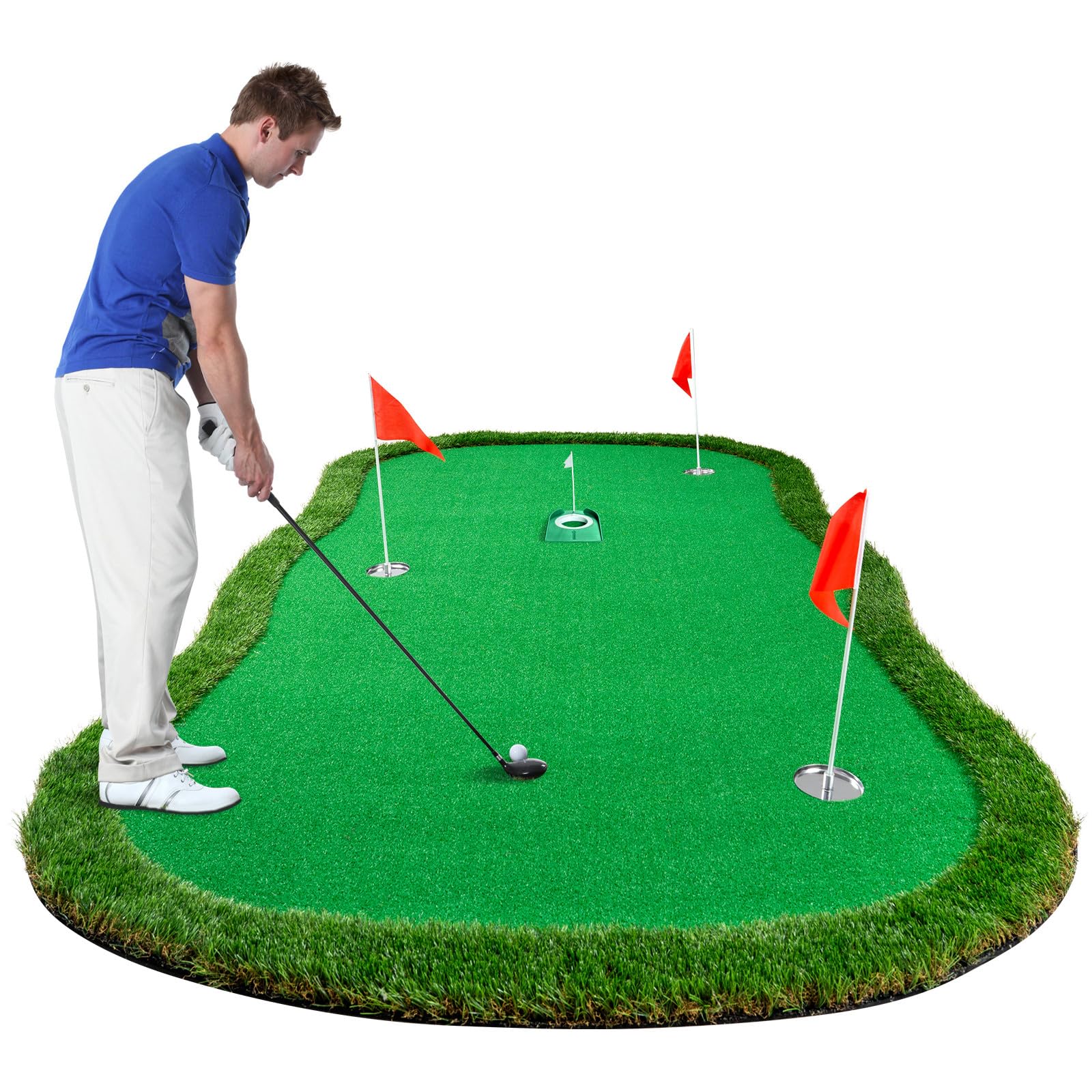 wekin golf putting green,5x10ft thickening professional large golf putting mat with realistic turf for indoor & outdoor, golf game practice equipment