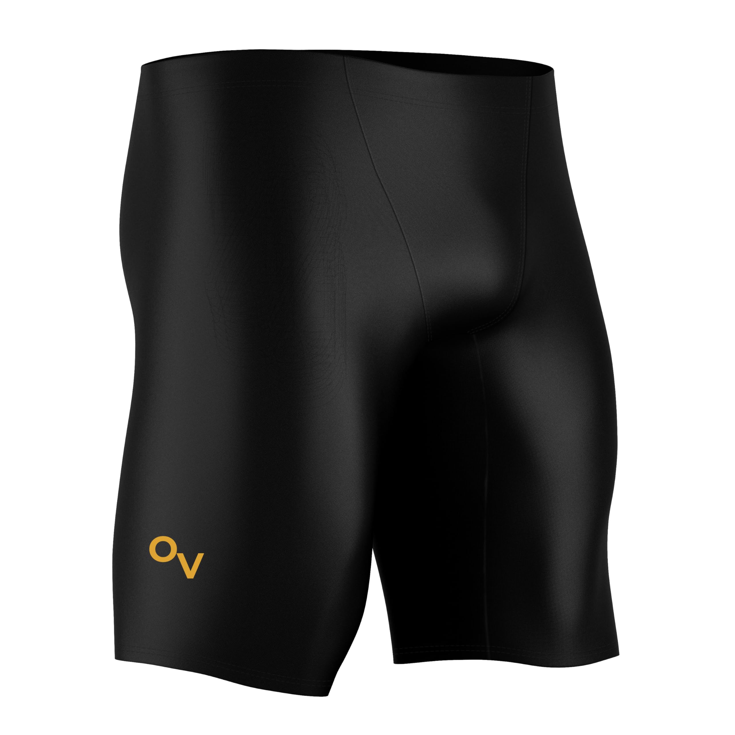 Onvous Swim Jammers for Men | Men's Athletic Swimwear Jammer | Mens Jammer for Swimming | Mens Swim Jammers - Black - Gold Logo - 38