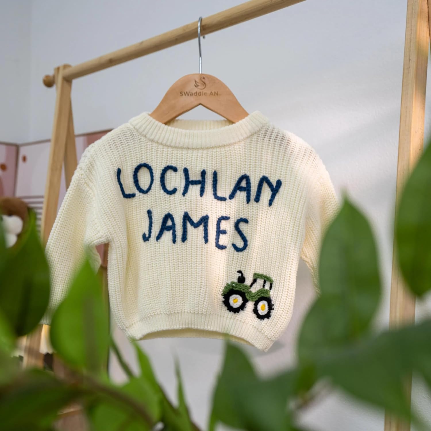 Personalized Hand Embroidered Knit Baby Sweater, Custom Name Outfit, Newborn First Birthday Clothes, Baby Gift