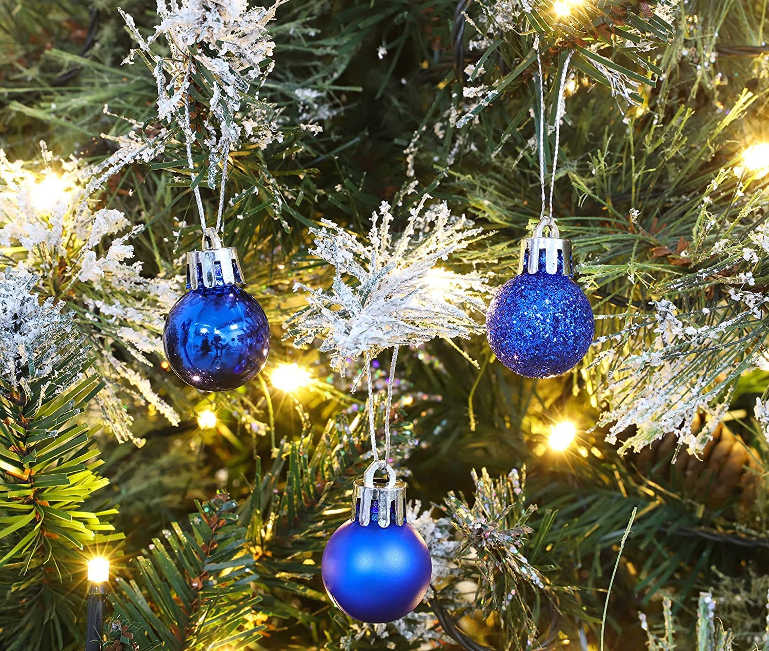 Blue Christmas Ball Ornaments - 24 Pcs -2