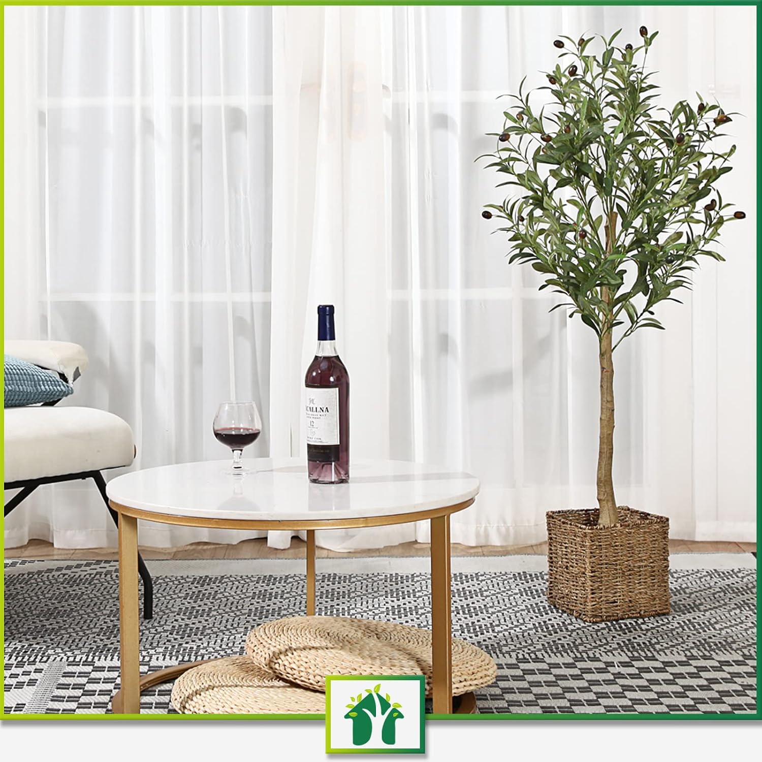 CROSOFMI Artificial Olive Tree Plant 4 Feet Fake Topiary Silk Tree, Perfect Faux Plants in Pot for Indoor Outdoor House Home Office Garden Modern Decoration Housewarming Gift,2 Pack