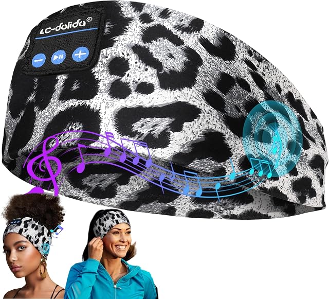 LC-dolida Sleep Headphones Bluetooth Headband,Wireless Music Headband Rechargeable Type C Bed Headphones for Sleeping with Microphone,Perfect for Workout,Hiking,Yoga,Travel
