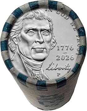 Jefferson Nickel 1776-2026 America 250th Anniversary 1-Year Issue Uncirculated Roll Philadelphia Mint P Mint