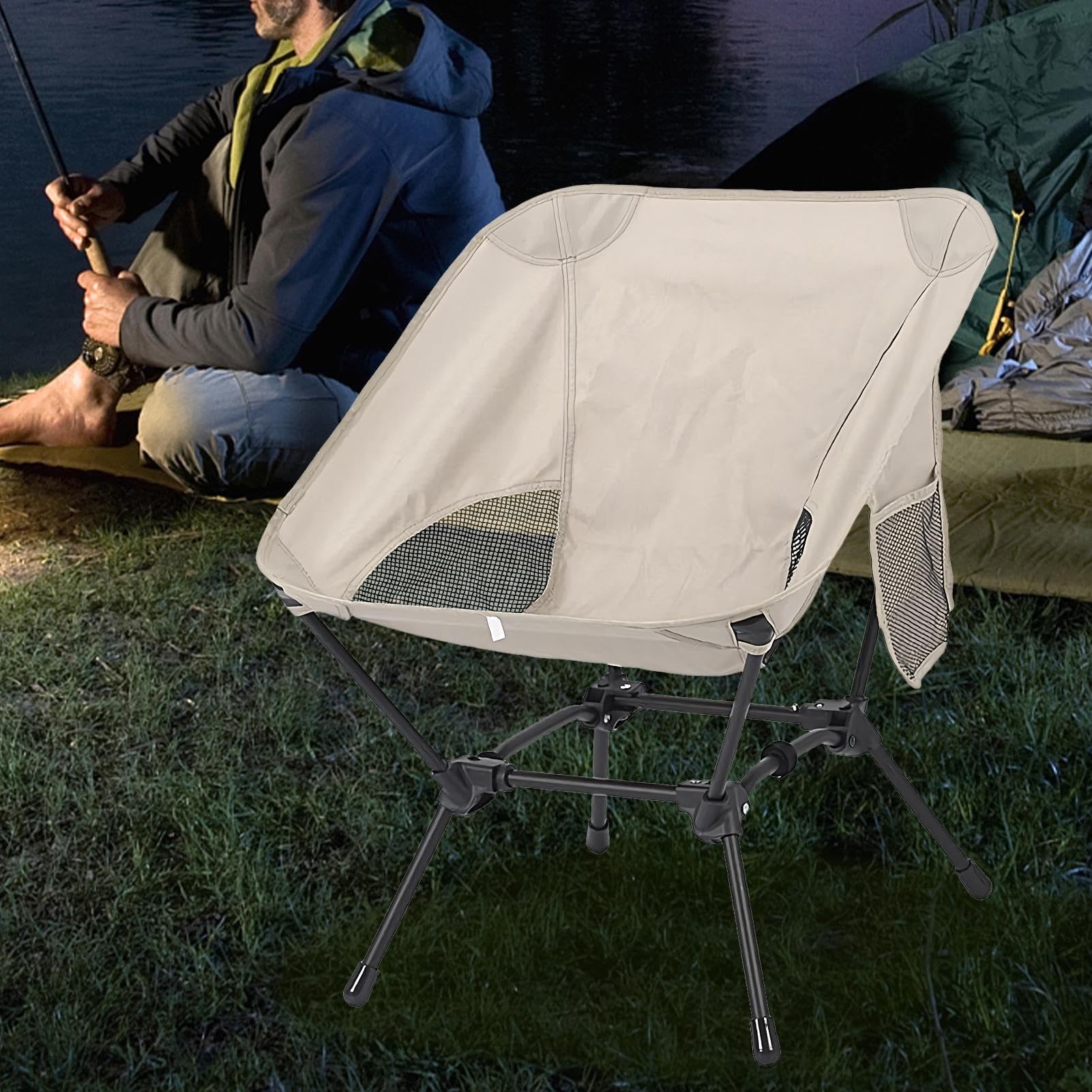 Składane Krzesło Kempingowe Siedzisko Turystyczne Plenerowe | Plecakowe Krzesło Outdoorowe Dla Wędkarzy Na Ryby Piknik Pole Namiotowe Grill Tailgating Koncerty Noc Filmowa Festiwal