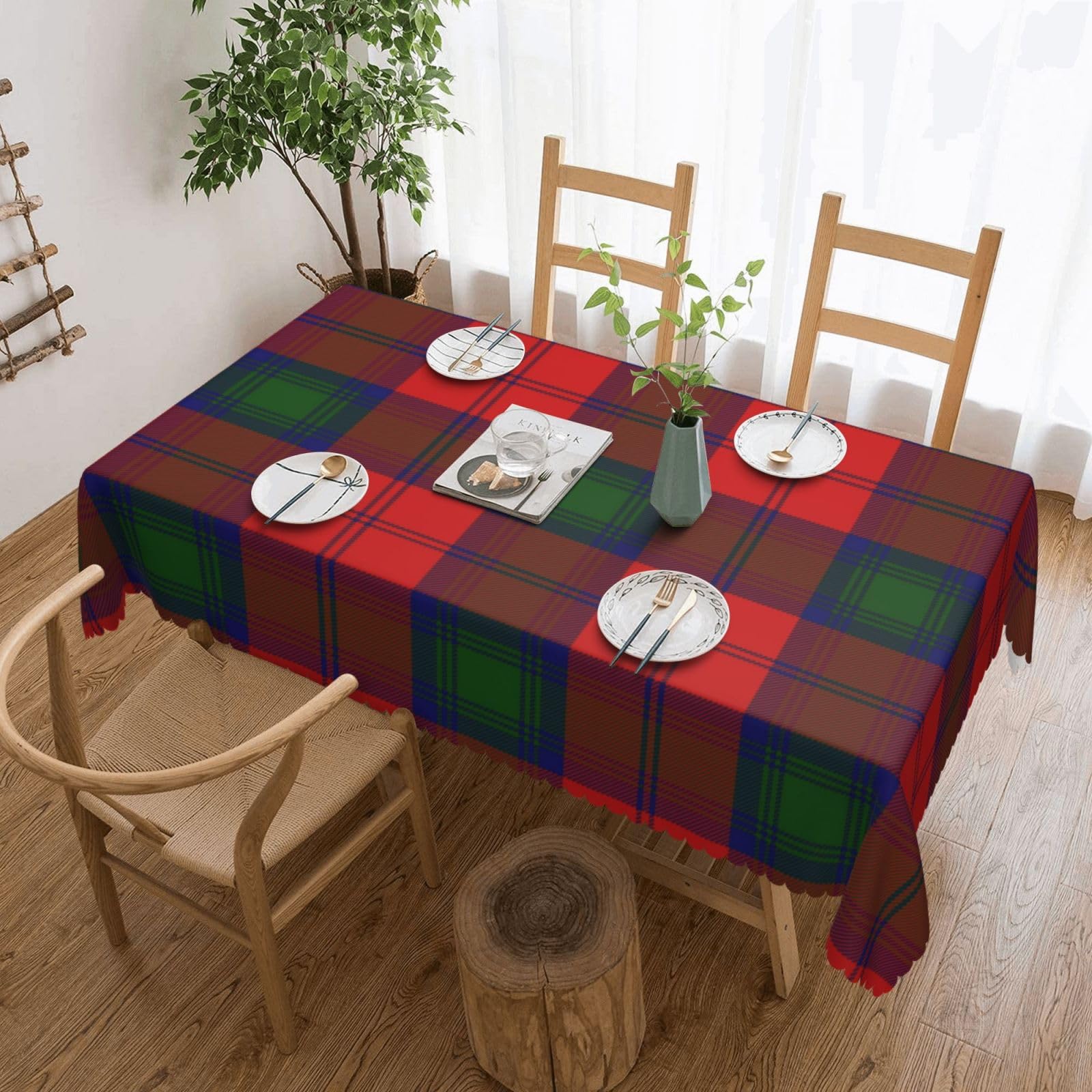 FWJZDSP Rectangle Table Cloth, Lindsay Tartan red Green Plaid Resistant Washable Tablecloth Decorative Table Cover for Dining, Indoor and Outdoor