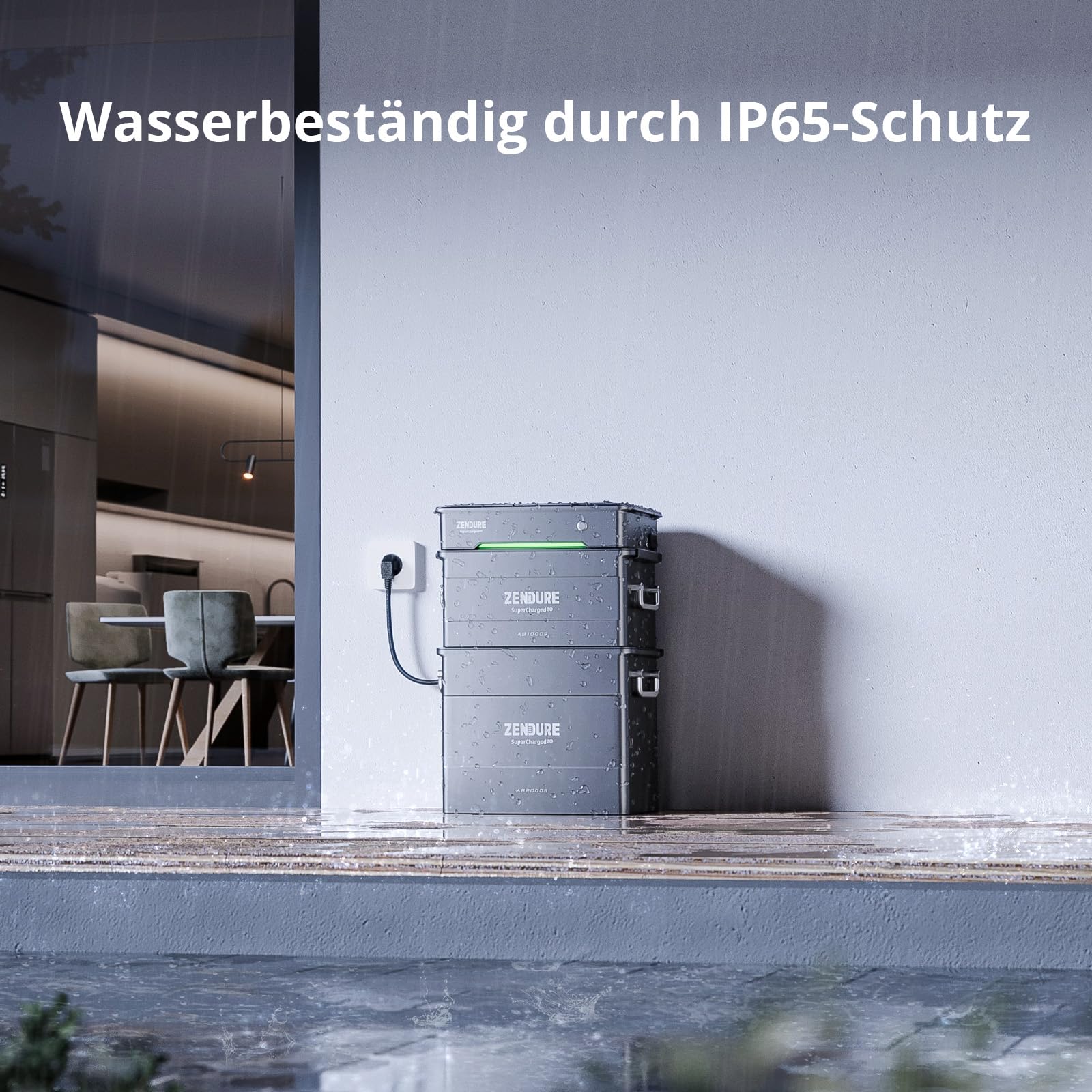 ZENDURE SuperCharged AB2000, Balkonkraftwerk mit Speicher, 1920Wh LiFePO4 Akku, 7680Wh Erweiterbare Kapazität, Wasserdicht IP65, Selbsterwärmende Funktion