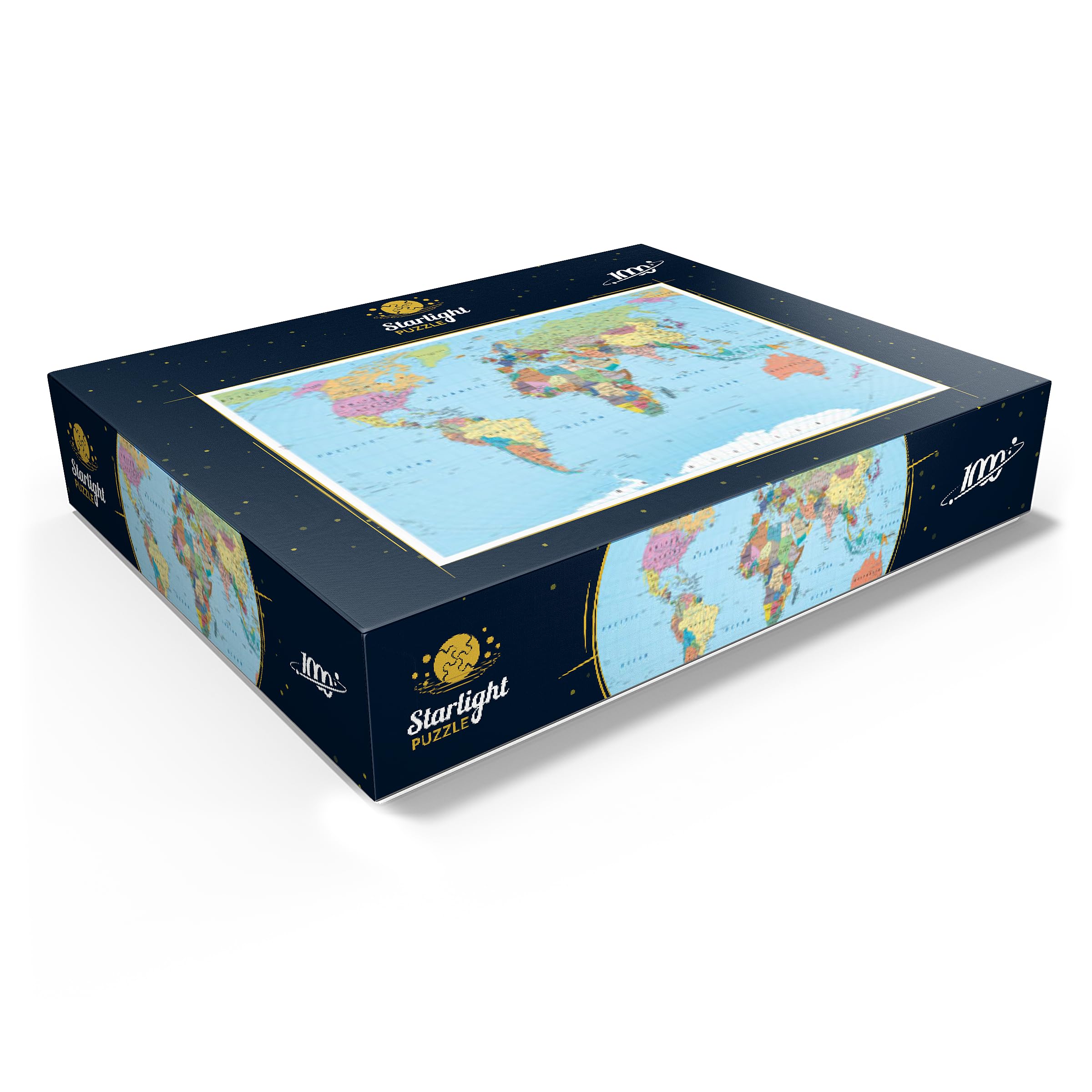 Carte du monde en couleur - Frontières, pays, routes et villes - Puzzle de 1000 pièces de qualité supérieure pour adultes